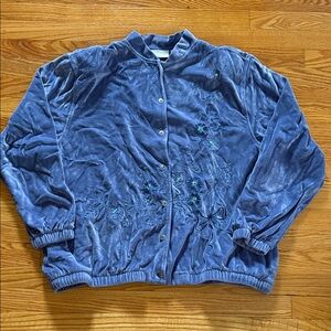 Alfred Dunner Blue Embroidered Women's Jacket